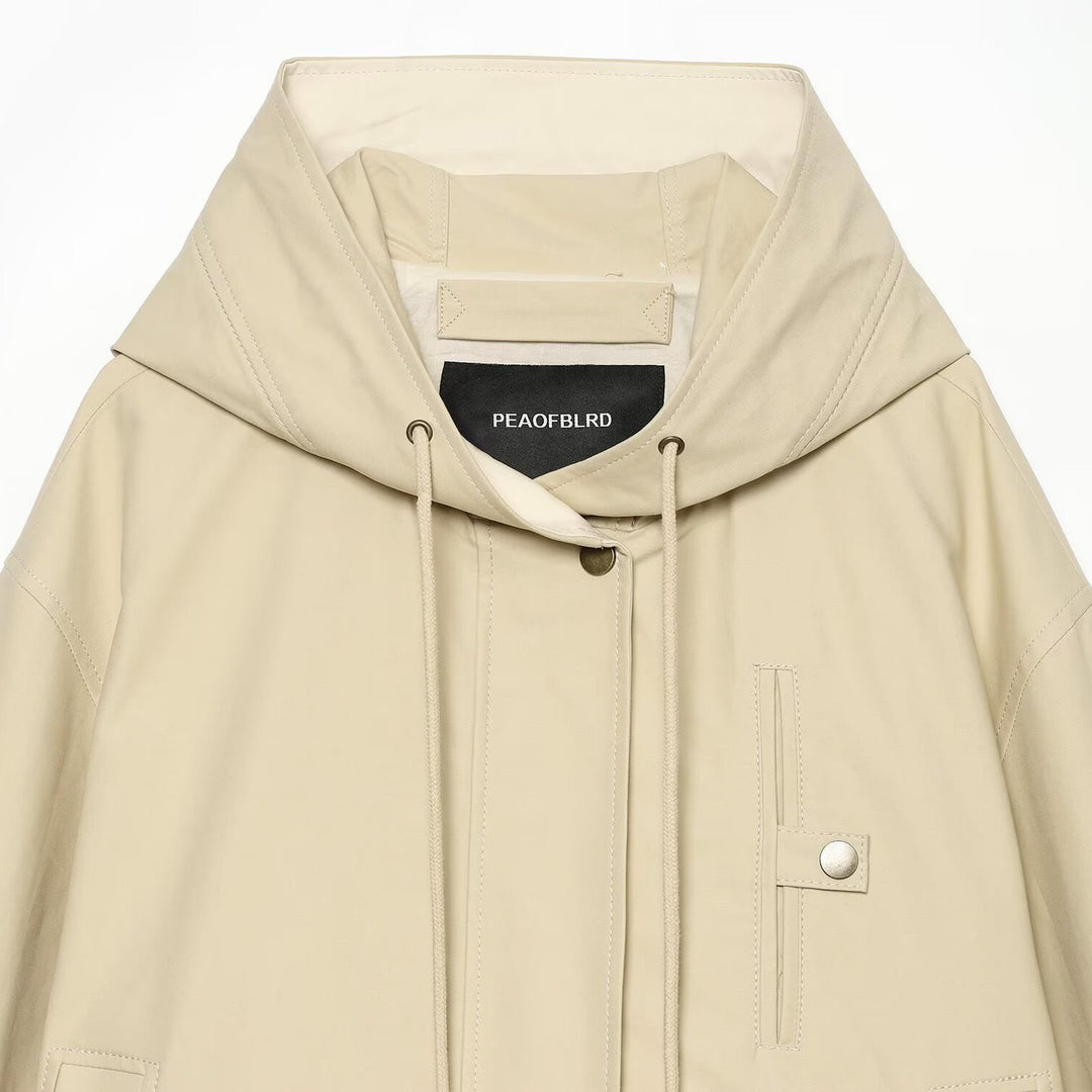 Damen Kurze Kapuzenjacke mit Tunnelzug, verdeckter Druckknopfleiste und aufgesetzten Taschen Nord Taschen