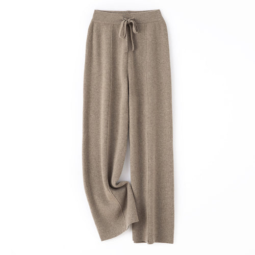 Damen Weiche Strickhose mit weitem Bein, Tunnelzugbund und dekorativer Mittelnaht Nord Taschen