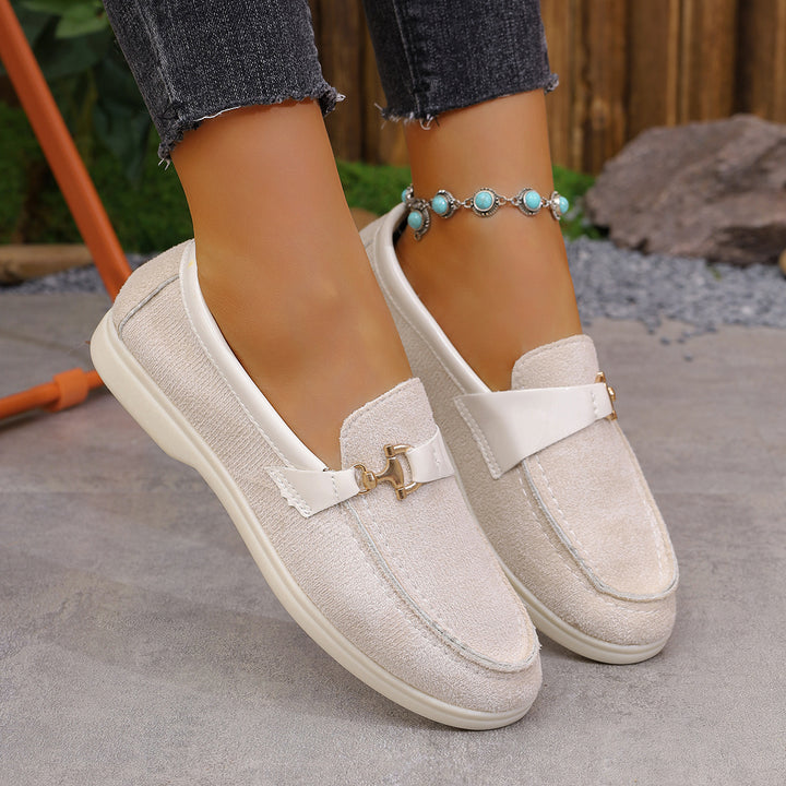 Damen nan elegante Veloursleder-Slipper mit dekorativer Metall-Hardware und flexibler Leichtlaufsohle Nord Taschen