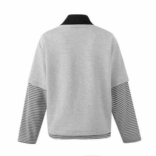 Herren Sweatshirt mit eingearbeitetem Polokragen, V-Ausschnitt und gestreiften Ärmeln Nord Taschen