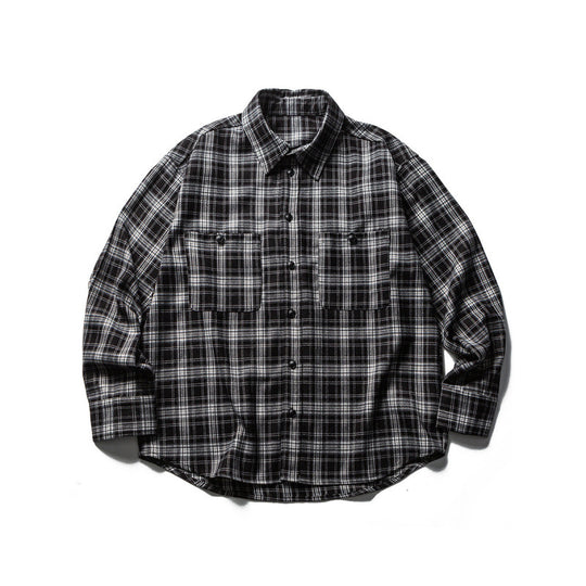 Herren Boxy-Karo-Workshirt aus weichem Flanell mit Doppelbrusttaschen Nord Taschen