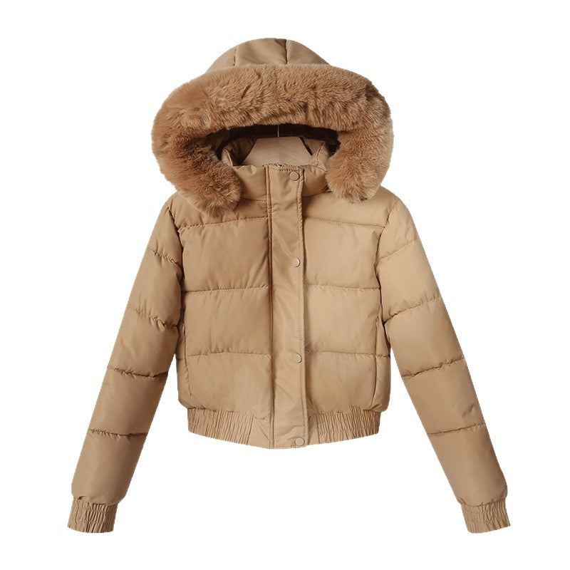 Damen nan kurze wattierte Kapuzenjacke mit Kunstfellbesatz, elastischem Saum und verdecktem Reißverschluss Nord Taschen