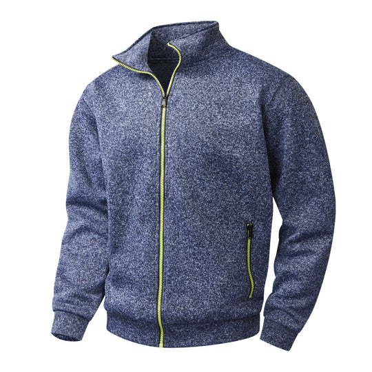 Herren Fleece-Strickjacke mit durchgehendem Reißverschluss, Stehkragen & Neon-Kontrastdetails Nord Taschen