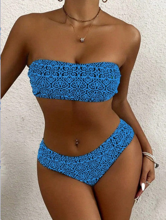 Damen Bandeau-Bikini mit elegantem Muster Nord Taschen