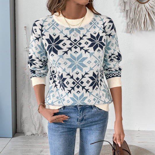 Damen Gemusterter Pullover Nord Taschen