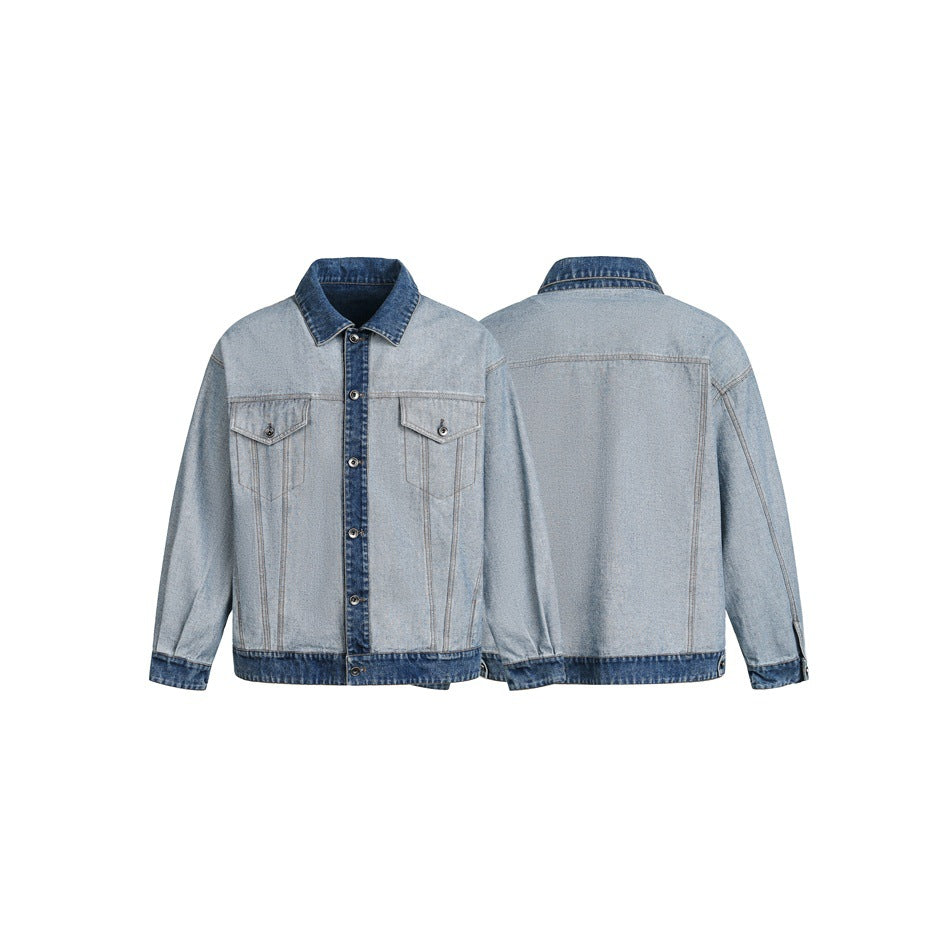 Unisex Oversize-Jeansjacke im Boxy‑Cut mit Kontrastblende und Brustklappen Nord Taschen
