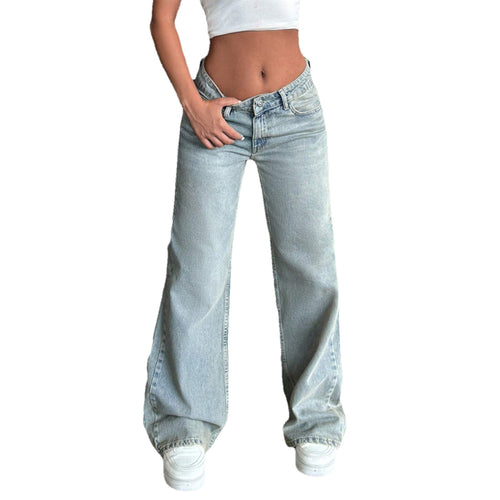 Damen Tief sitzende weite Schlagjeans aus Vintage-Denim Nord Taschen