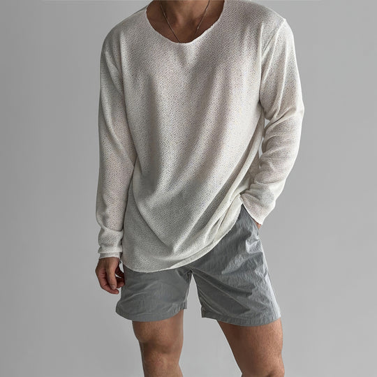Herren Lässiges Rundhalsshirt mit leichtem Stoff Nord Taschen