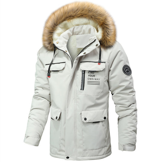 Herren Thermoisolierter Winterparka mit Teddyfutter, abnehmbarer Kunstpelzkapuze und Multifach-Taschen Nord Taschen