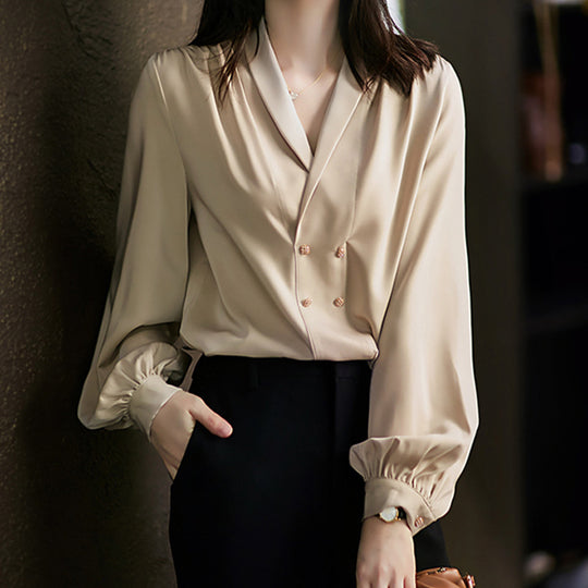 Damen Elegante Oversized-Bluse mit Drapierung Nord Taschen