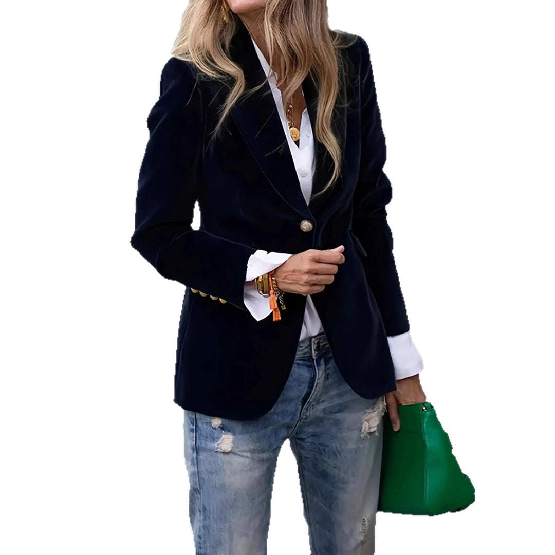 Damen Eleganter taillierter Samtblazer mit Notch-Revers und Single-Button Nord Taschen
