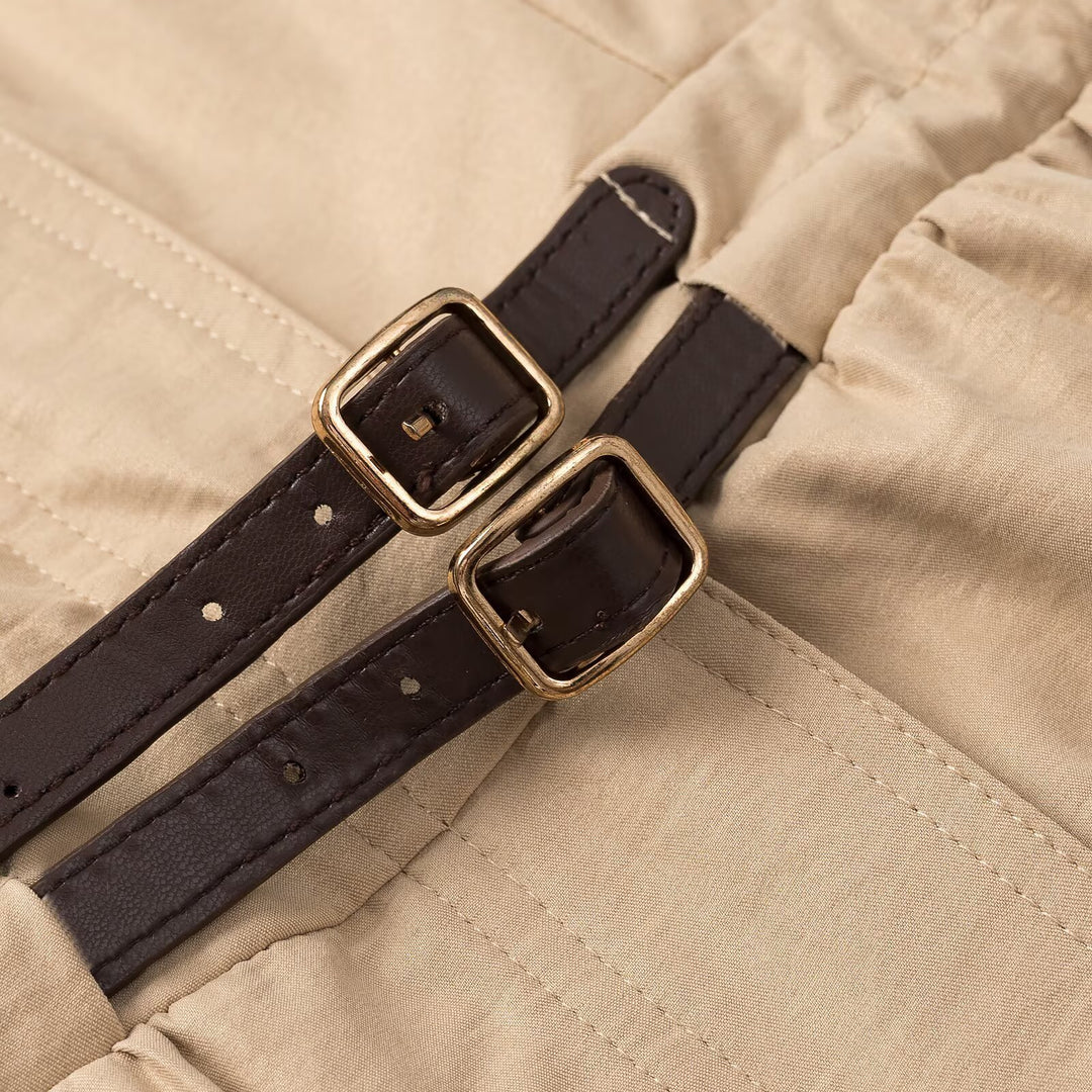 Damen Ärmelloses Hemdblusenkleid mit weitem A‑Linien‑Rock und Ziergürtel Nord Taschen