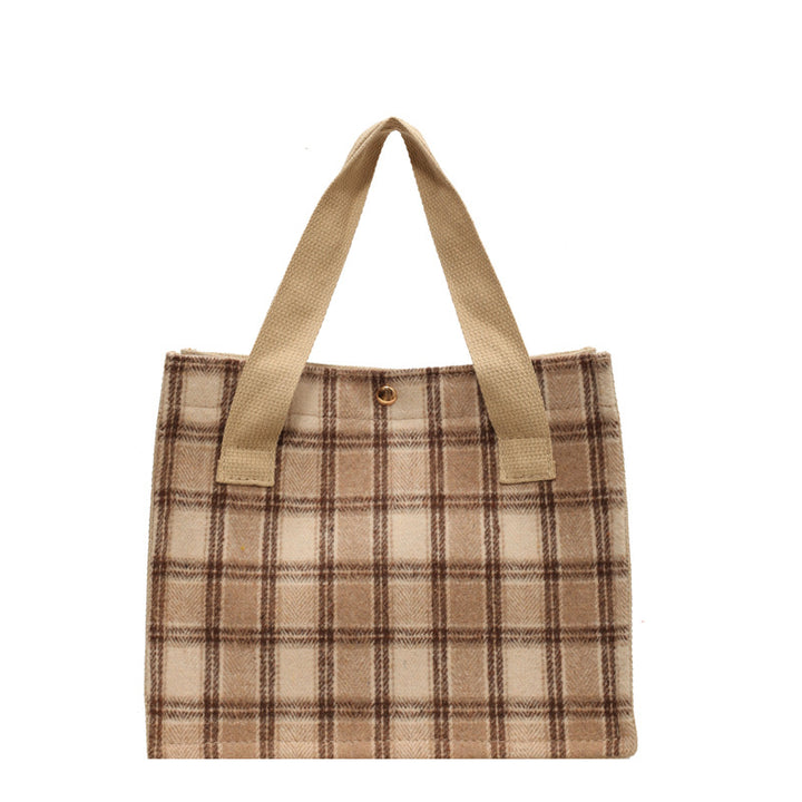 Damen Jute-Shopper mit modernem Karomuster und robusten Griffen Nord Taschen