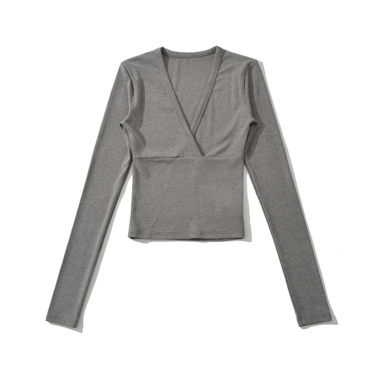 Damen Wickelshirt mit V-Ausschnitt und taillierter Teilungsnaht Nord Taschen