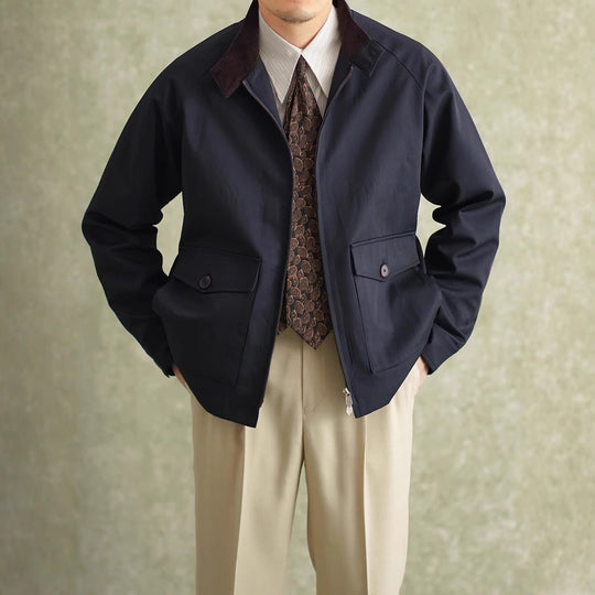 Herren Harrington-Jacke mit Cordkragen und aufgesetzten Pattentaschen Nord Taschen