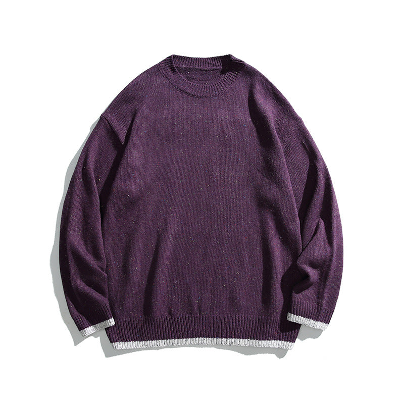 Unisex Oversize Strickpullover mit Rundhalsausschnitt, Kontrastbündchen und Melange‑Noppenstruktur Nord Taschen