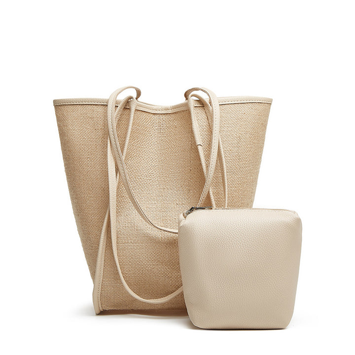 Damen Shopper-Tasche mit geflochtener Struktur und abnehmbarem Innenbeutel Nord Taschen