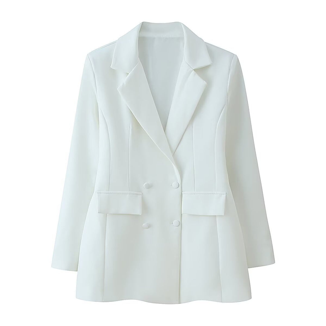 Damen taillierter Doppelreiher-Blazer mit Pattentaschen und Wiener Nähten Nord Taschen