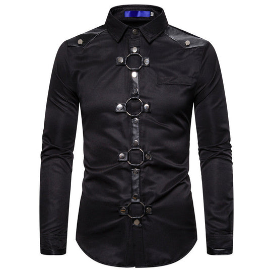 Herren Designerhemd mit eleganter Kunststoffgarnitur und kontrastierenden Belegen