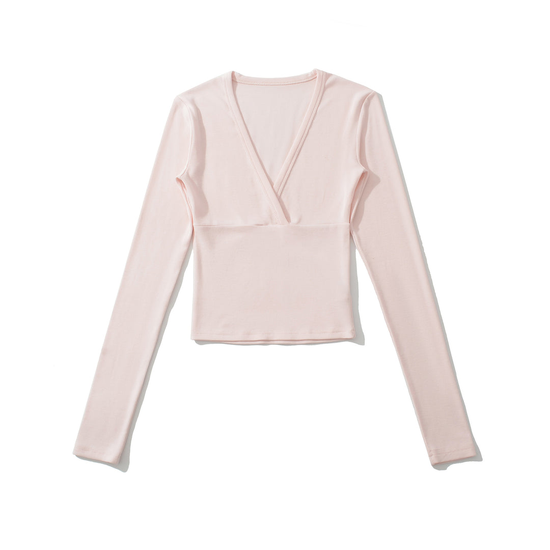 Damen Wickelshirt mit V-Ausschnitt und taillierter Teilungsnaht Nord Taschen