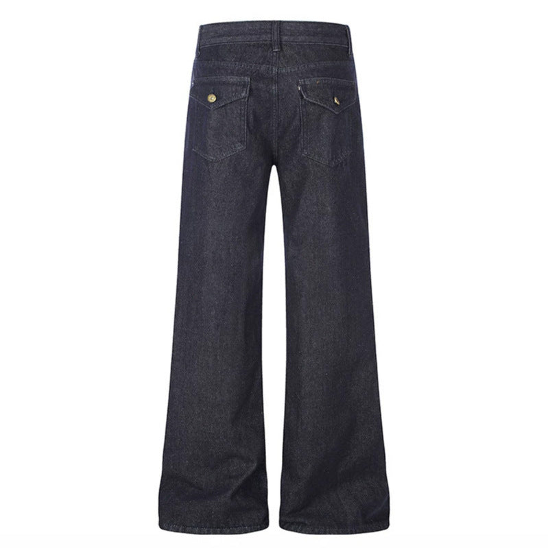 Damen Weite Denim‑Palazzo‑Jeans mit hohem Bund und Zier‑Reißverschlusstaschen Nord Taschen