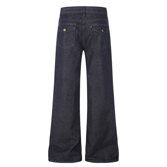 Damen Weite Denim‑Palazzo‑Jeans mit hohem Bund und Zier‑Reißverschlusstaschen Nord Taschen