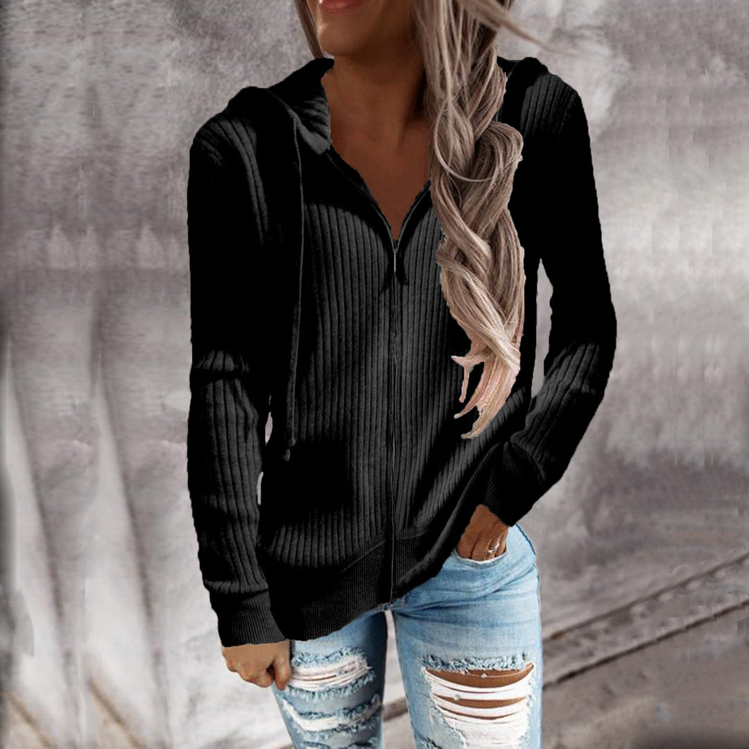 Damen Kapuzenjacke aus strukturiertem Material mit praktischen Taschen