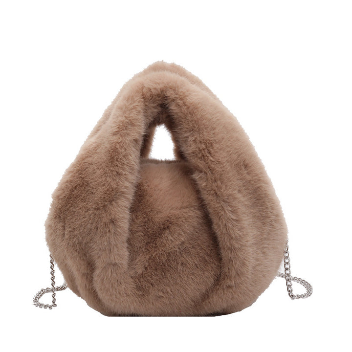 Damen Hobo-Tasche aus weichem Plüsch mit elegantem Kettenakzent Nord Taschen