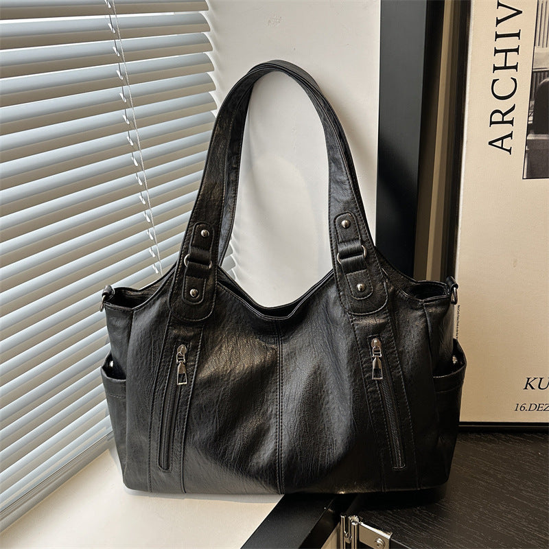 Damen geräumige Handtasche aus hochwertigem Kunstleder mit praktischen Außentaschen Nord Taschen