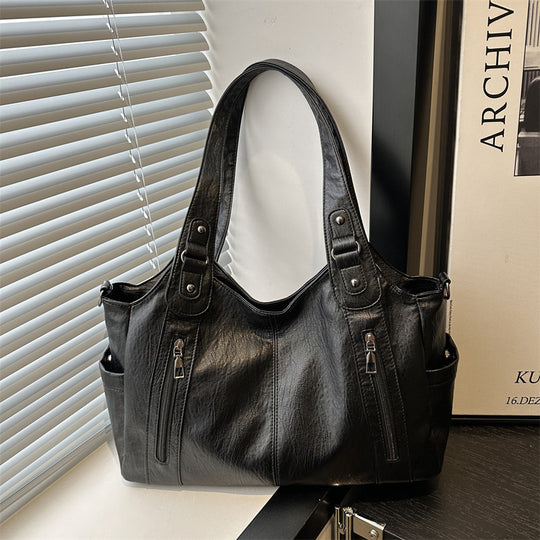 Damen geräumige Handtasche aus hochwertigem Kunstleder mit praktischen Außentaschen Nord Taschen