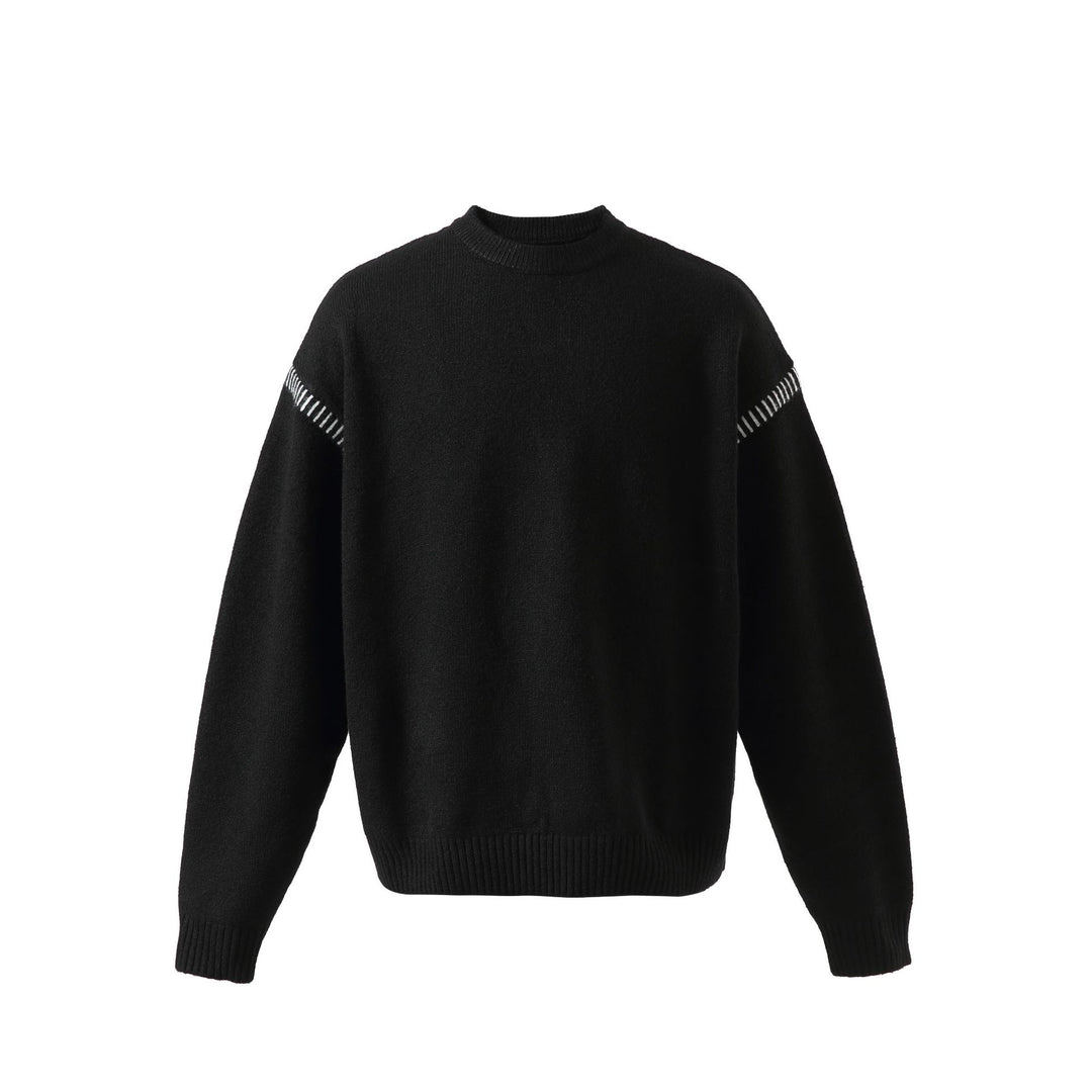 Damen Weicher Oversize Wollmix-Pullover mit Rundhalsausschnitt und dekorativer Schulternaht Nord Taschen