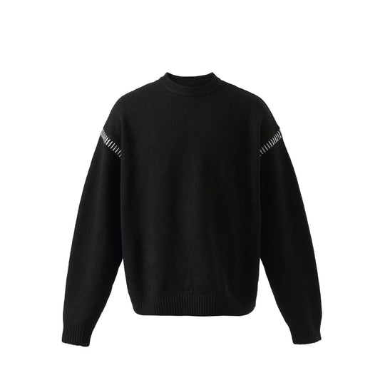 Damen Weicher Oversize Wollmix-Pullover mit Rundhalsausschnitt und dekorativer Schulternaht Nord Taschen