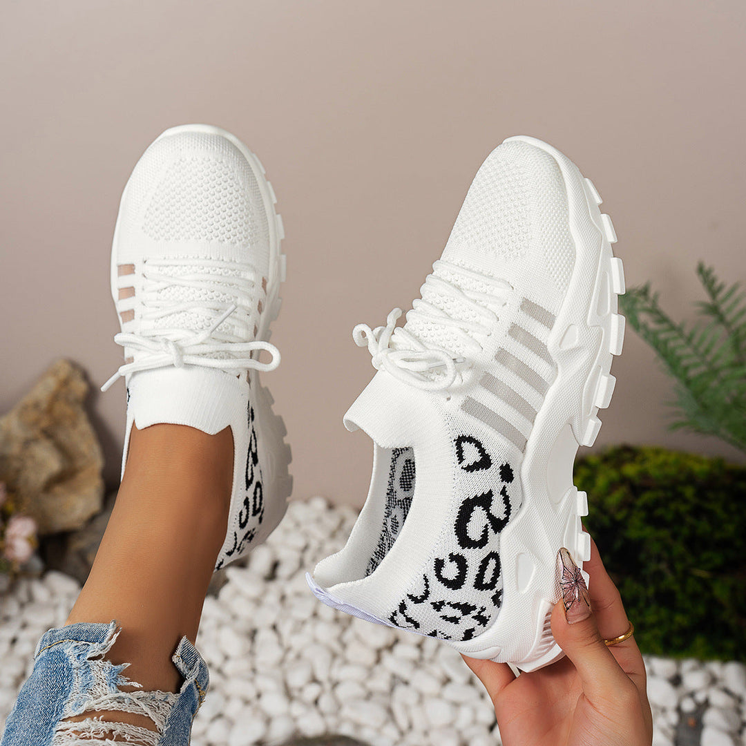 Damen Sportliche Sneakers mit atmungsaktivem Netzdesign und modischem Leopardenmuster Nord Taschen