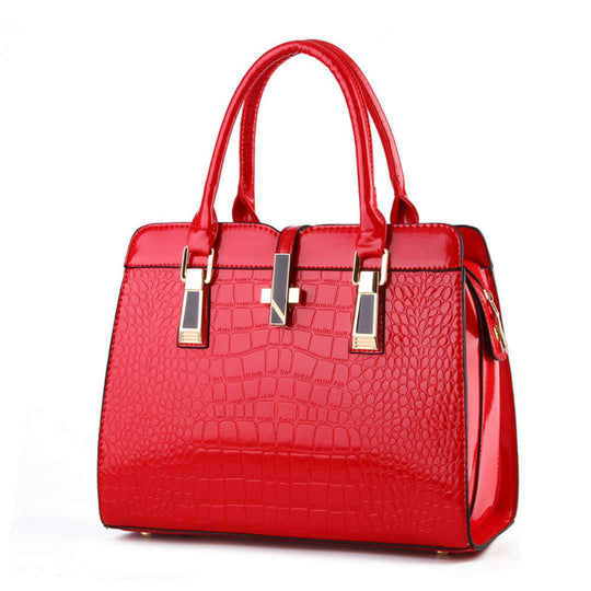 Damen Handtasche mit luxuriösem Krokodilleder-Look und goldenen Akzenten Nord Taschen