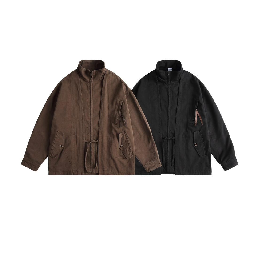 Unisex Oversized Canvas-Fieldjacke mit Tunnelzug, Funnelkragen und Utility‑Taschen Nord Taschen