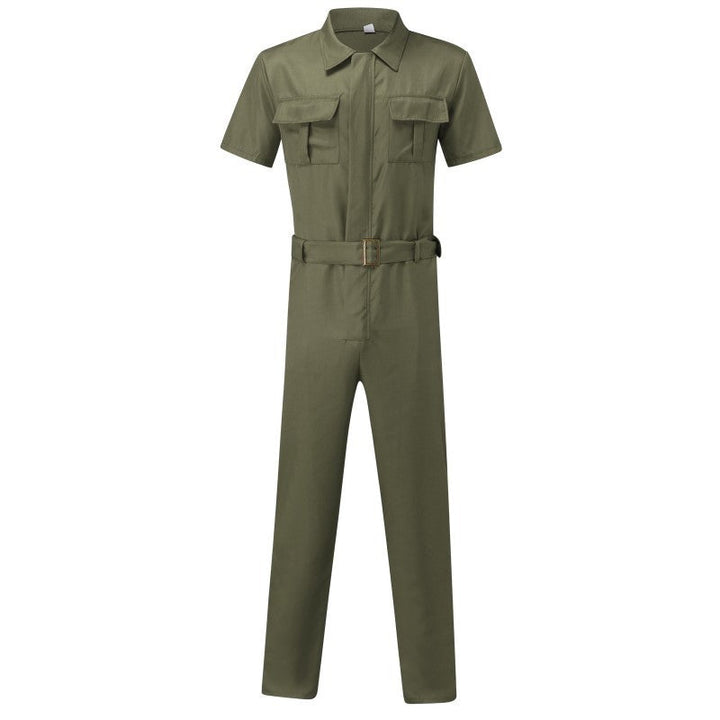 Herren nan Kurzarm-Arbeits-Overall mit Taillengürtel und Brusttaschen