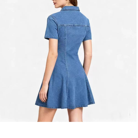 Damen Jeanskleid mit taillierter Schnittführung und durchgehender Knopfleiste Nord Taschen
