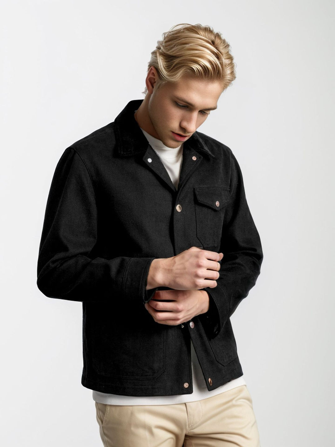 Herren robuste Canvas-Chorejacke mit Cordkragen und aufgesetzten Pattentaschen Nord Taschen