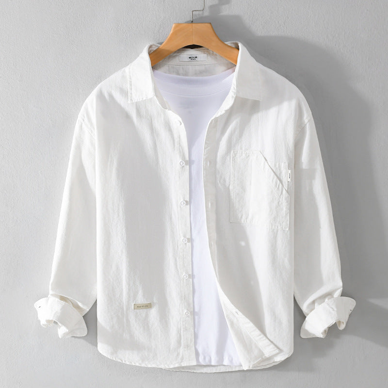 Herren Leichtes strukturiertes Baumwoll-Overshirt mit Brusttasche und entspannter Passform Nord Taschen