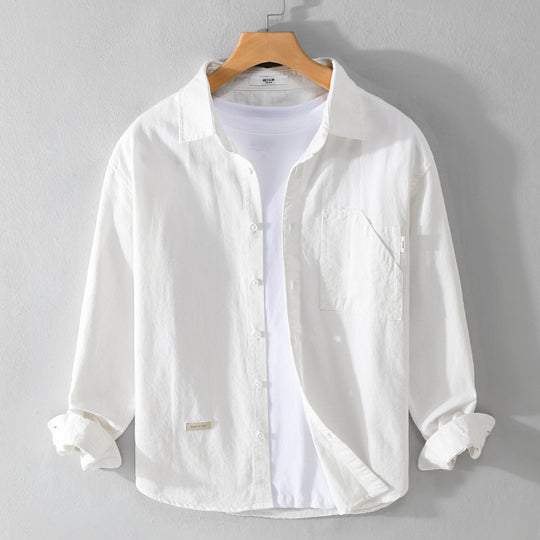 Herren Leichtes strukturiertes Baumwoll-Overshirt mit Brusttasche und entspannter Passform Nord Taschen