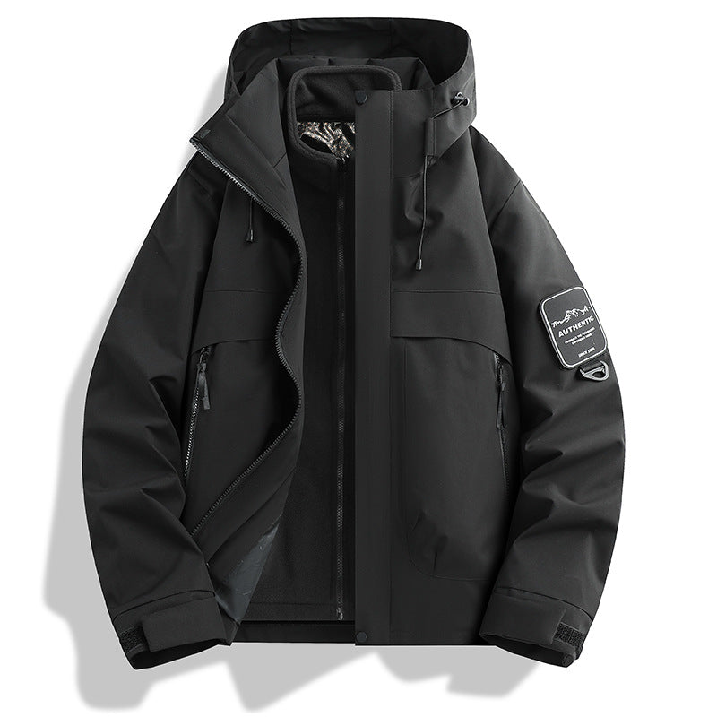 Herren modulare wasserdichte Outdoorjacke mit abnehmbarer Fleece-Innenjacke und verstellbarer Kapuze Nord Taschen