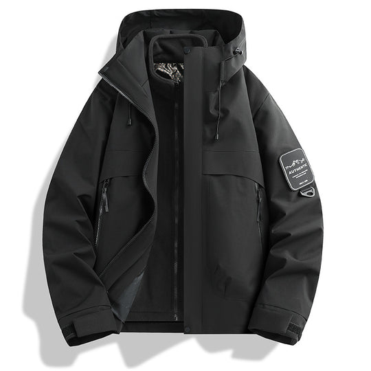 Herren modulare wasserdichte Outdoorjacke mit abnehmbarer Fleece-Innenjacke und verstellbarer Kapuze Nord Taschen