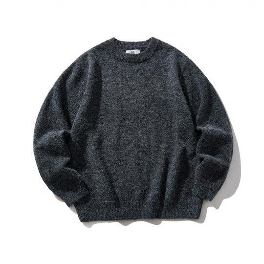 Unisex Oversize-Feinstrickpullover mit Rundhalsausschnitt, gerippten Bündchen und melierter Wollmischung Nord Taschen