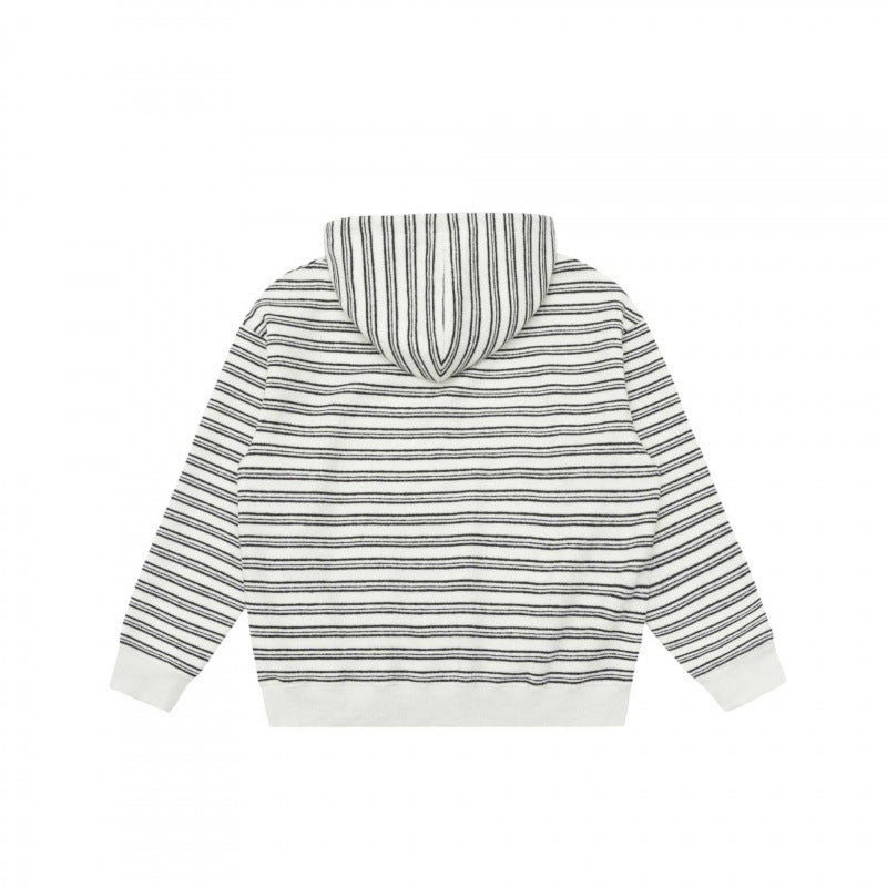 Unisex Oversize-Kapuzenpullover mit halbem Reißverschluss, Streifenmuster und Kängurutasche Nord Taschen