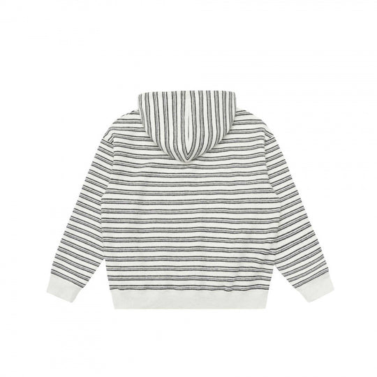 Unisex Oversize-Kapuzenpullover mit halbem Reißverschluss, Streifenmuster und Kängurutasche Nord Taschen