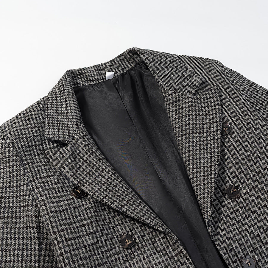 Damen Hahnentritt-Blazer mit Schwalbenschwanz-Detail und taillierter Silhouette Nord Taschen
