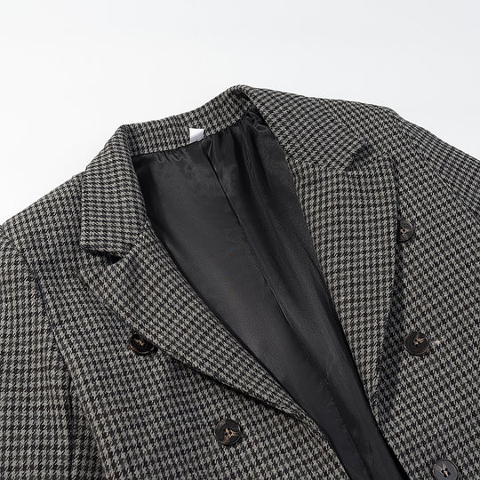 Damen Hahnentritt-Blazer mit Schwalbenschwanz-Detail und taillierter Silhouette Nord Taschen