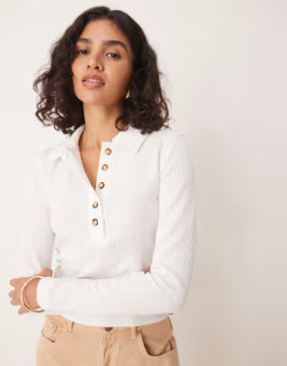 Damen Langarmshirt mit Knopfleiste Nord Taschen