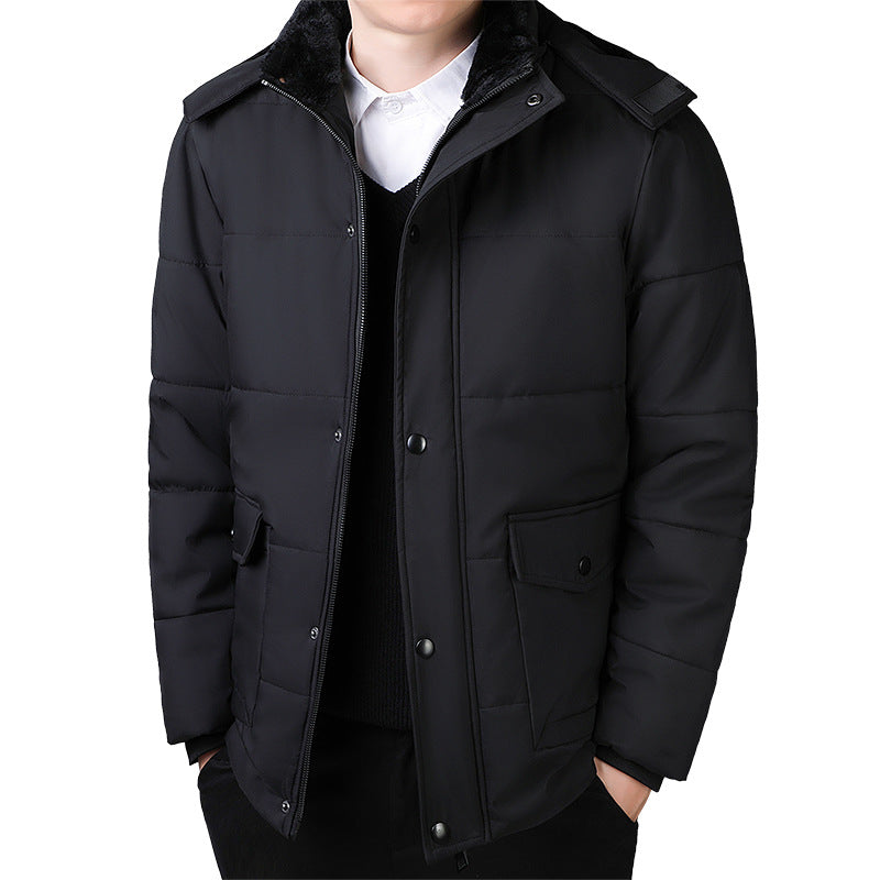 Herren Kurz geschnittene gesteppte Thermo-Steppjacke mit gesteppter Innenfütterung und Kunstfellkragen Nord Taschen