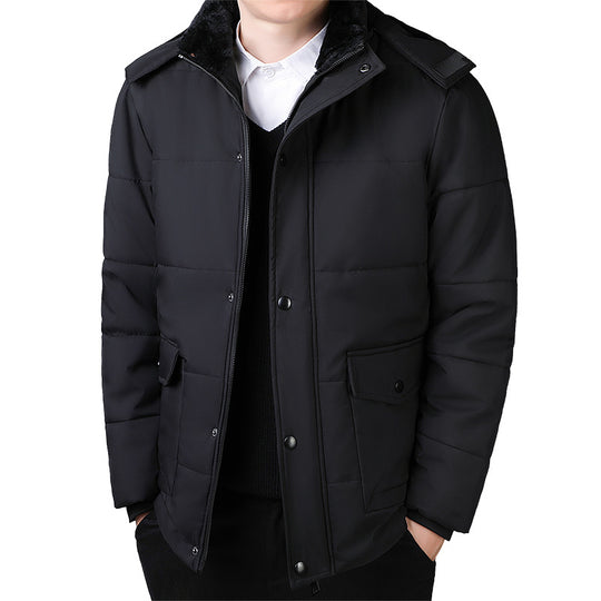 Herren Kurz geschnittene gesteppte Thermo-Steppjacke mit gesteppter Innenfütterung und Kunstfellkragen Nord Taschen